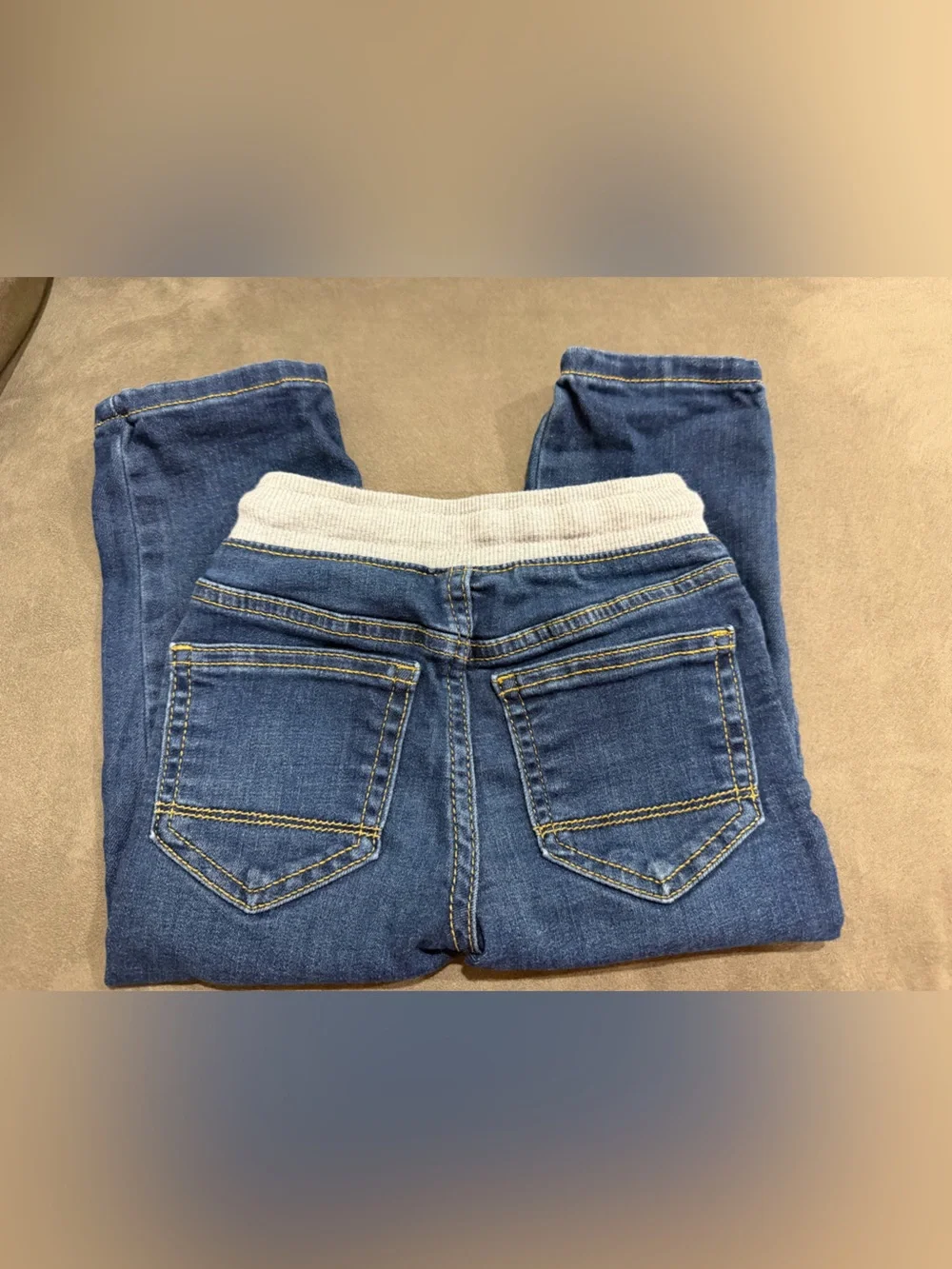 Cat & Jack Navy Denim Jogger Pants with Gray Waistband Straight